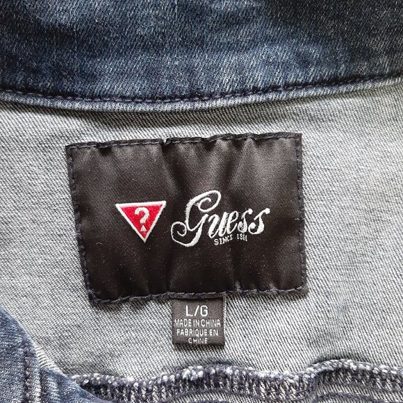 Guess Women's Blue Button Up Mid Wash Denim Vest Size L - Picture 4 of 7